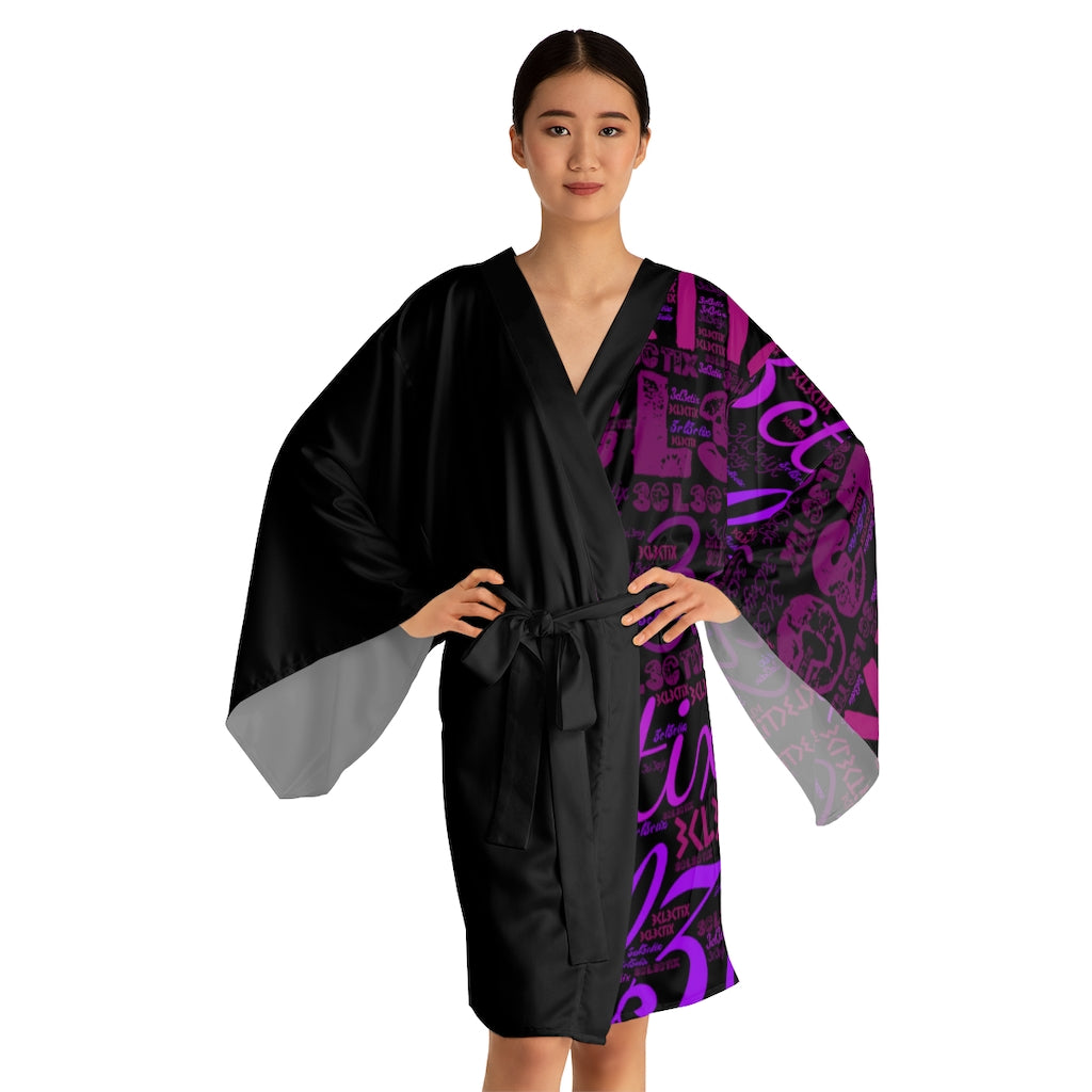 Branded Long Sleeve Kimono Robe