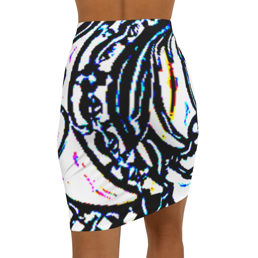 Faux Baroque Print Women's Mini Skirt