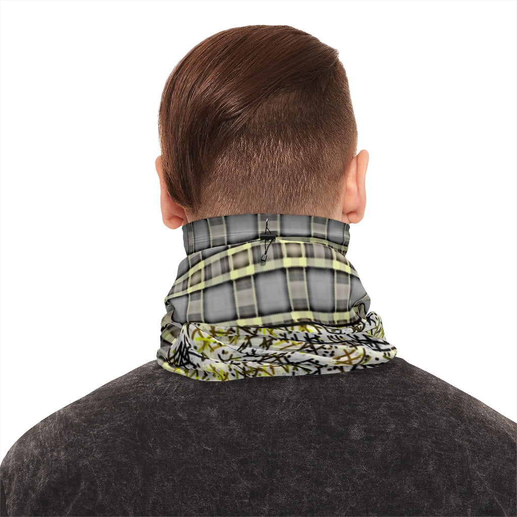 Patchwork Winter Neck Gaiter With Drawstring