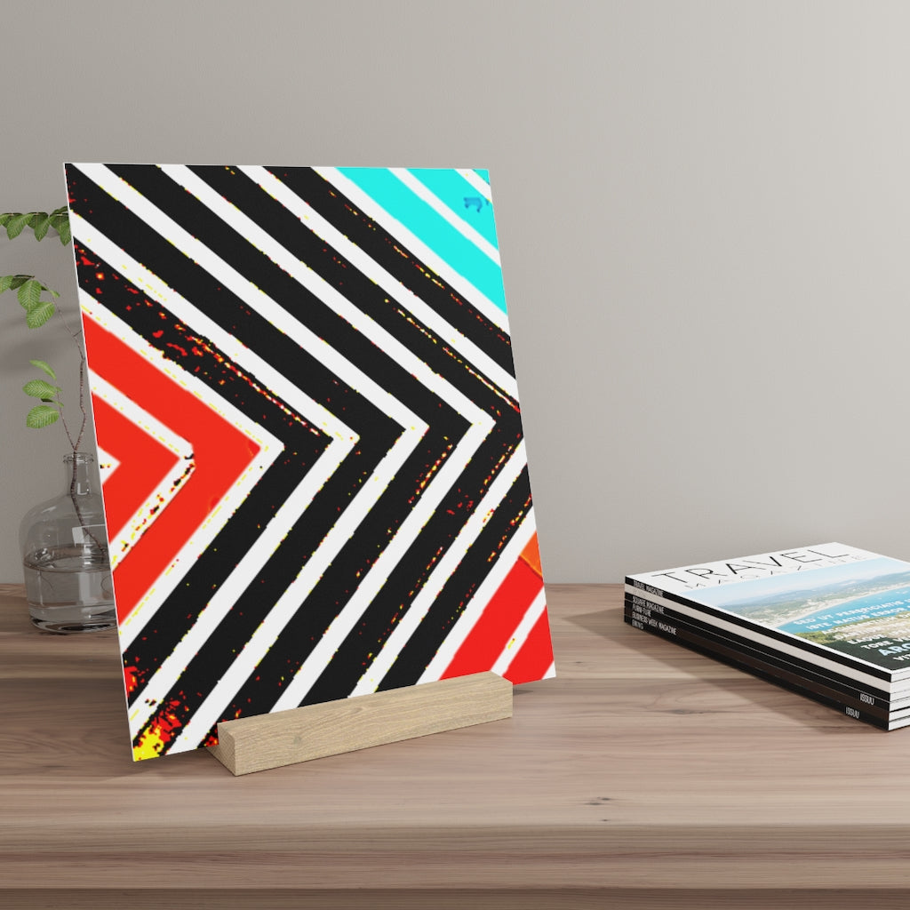 Abstract Stripped Gallery Board with Stand