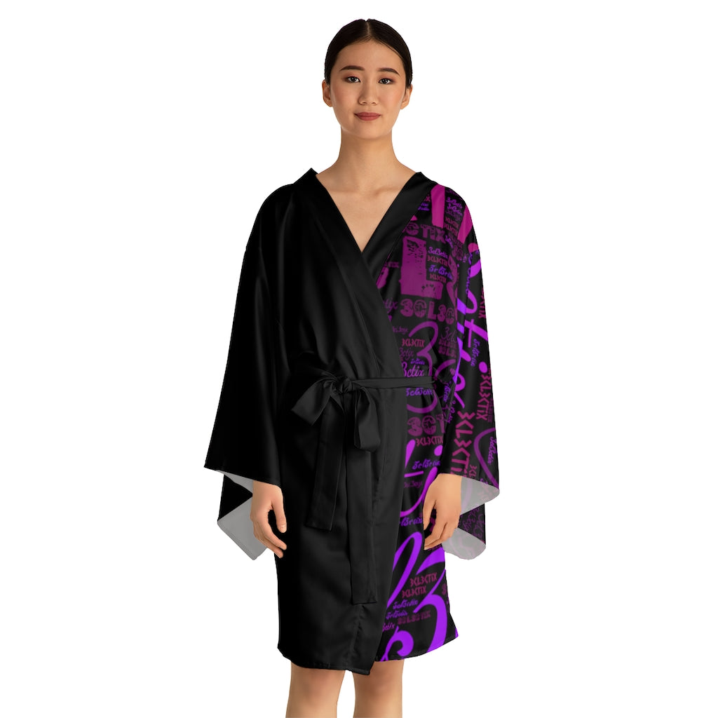 Branded Long Sleeve Kimono Robe