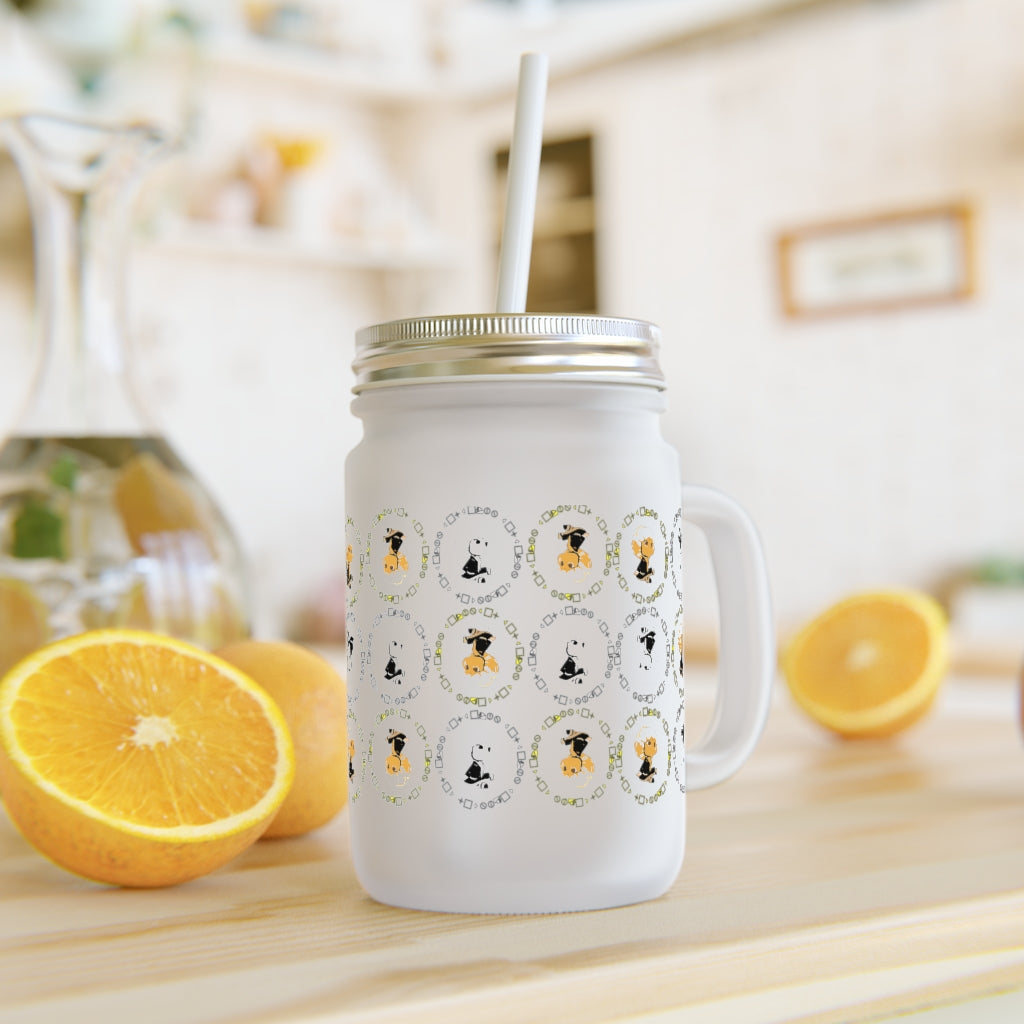 Logo Patterned Mason Jar