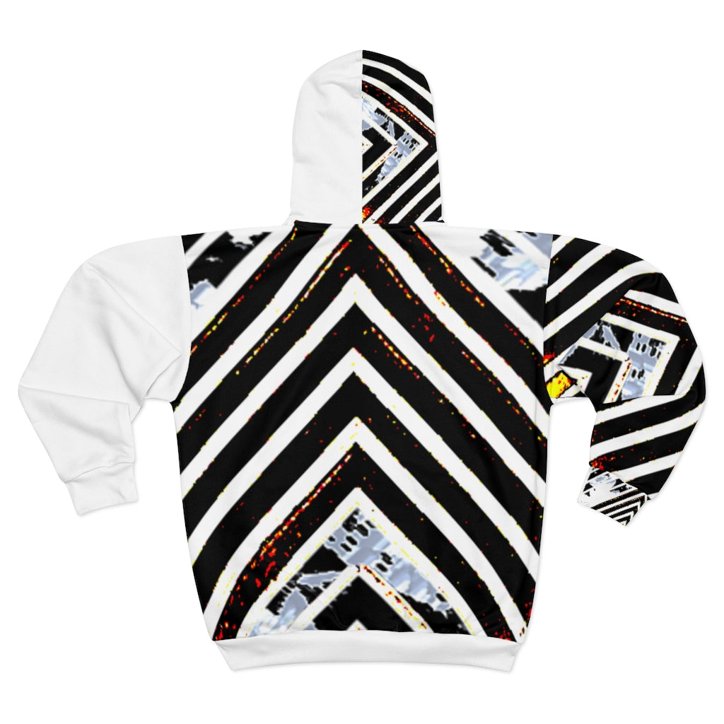 Stripped Branded AOP Unisex Zip Hoodie