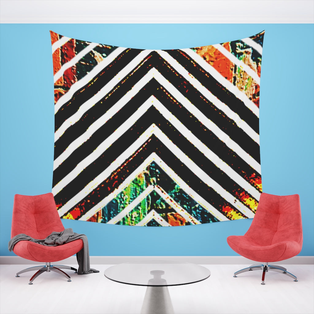 Multi-Colored Stripped Printed Wall Tapestry