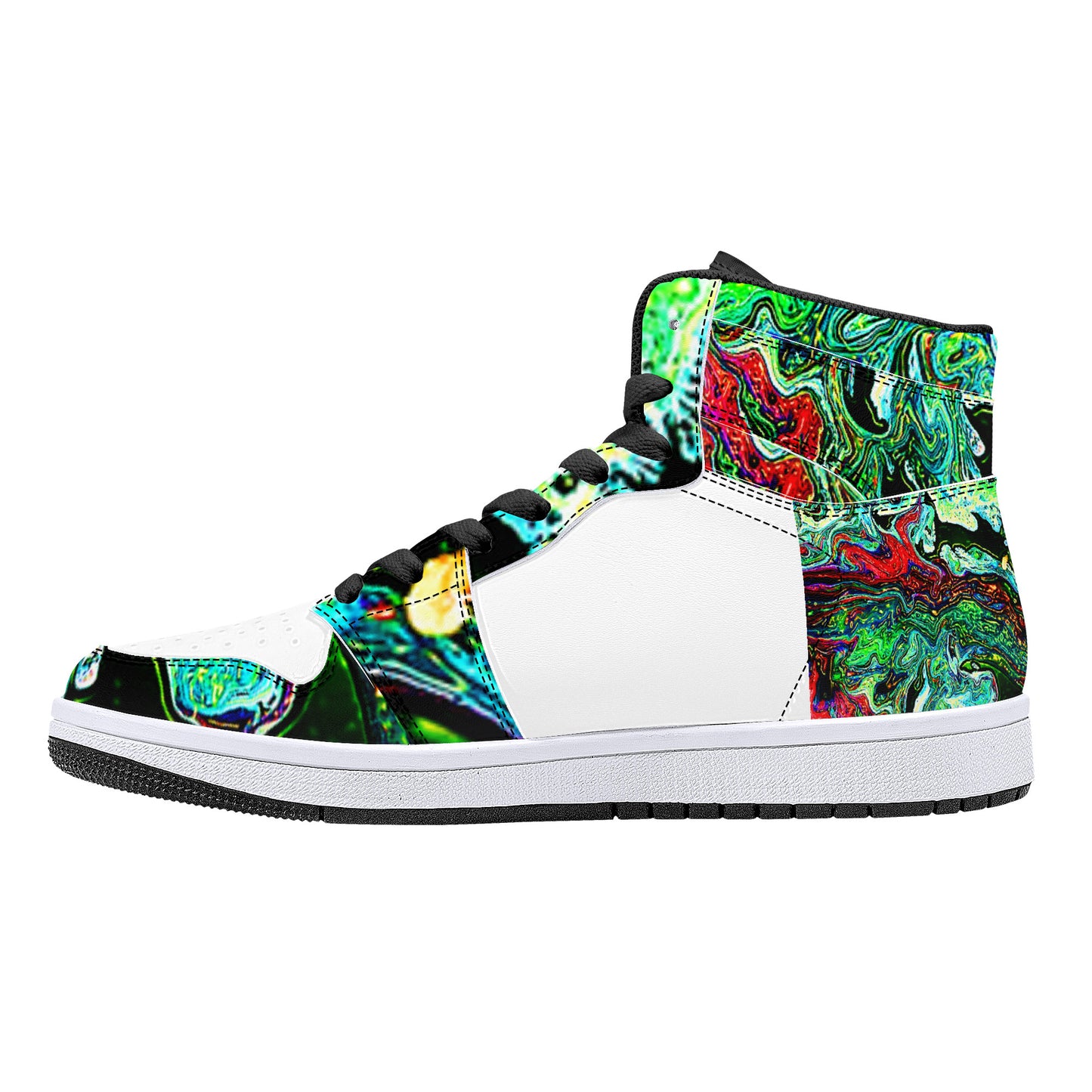 D16 High-Top Synthetic Leather Sneakers - Green Marble