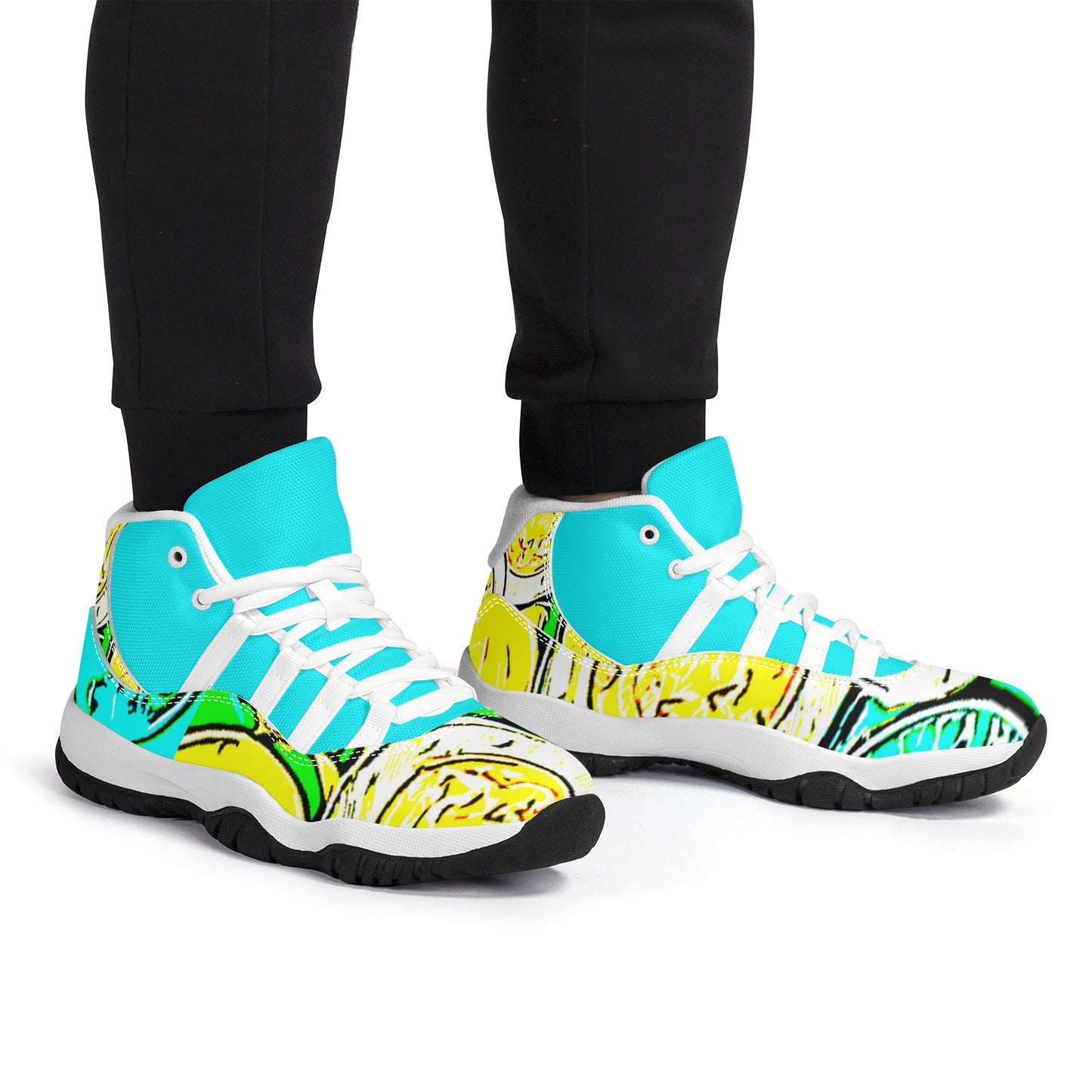 SF_S38 High Top Air Retro Sneakers - Turquoise Coin