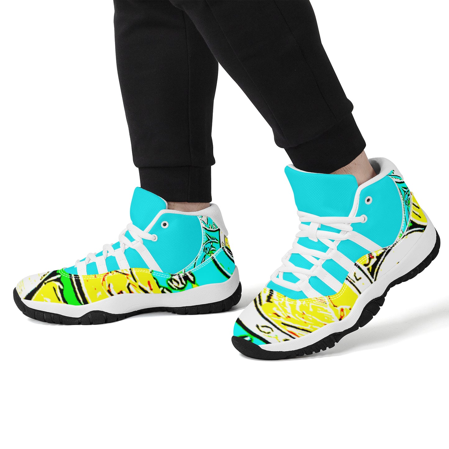 SF_S38 High Top Air Retro Sneakers - Turquoise Coin