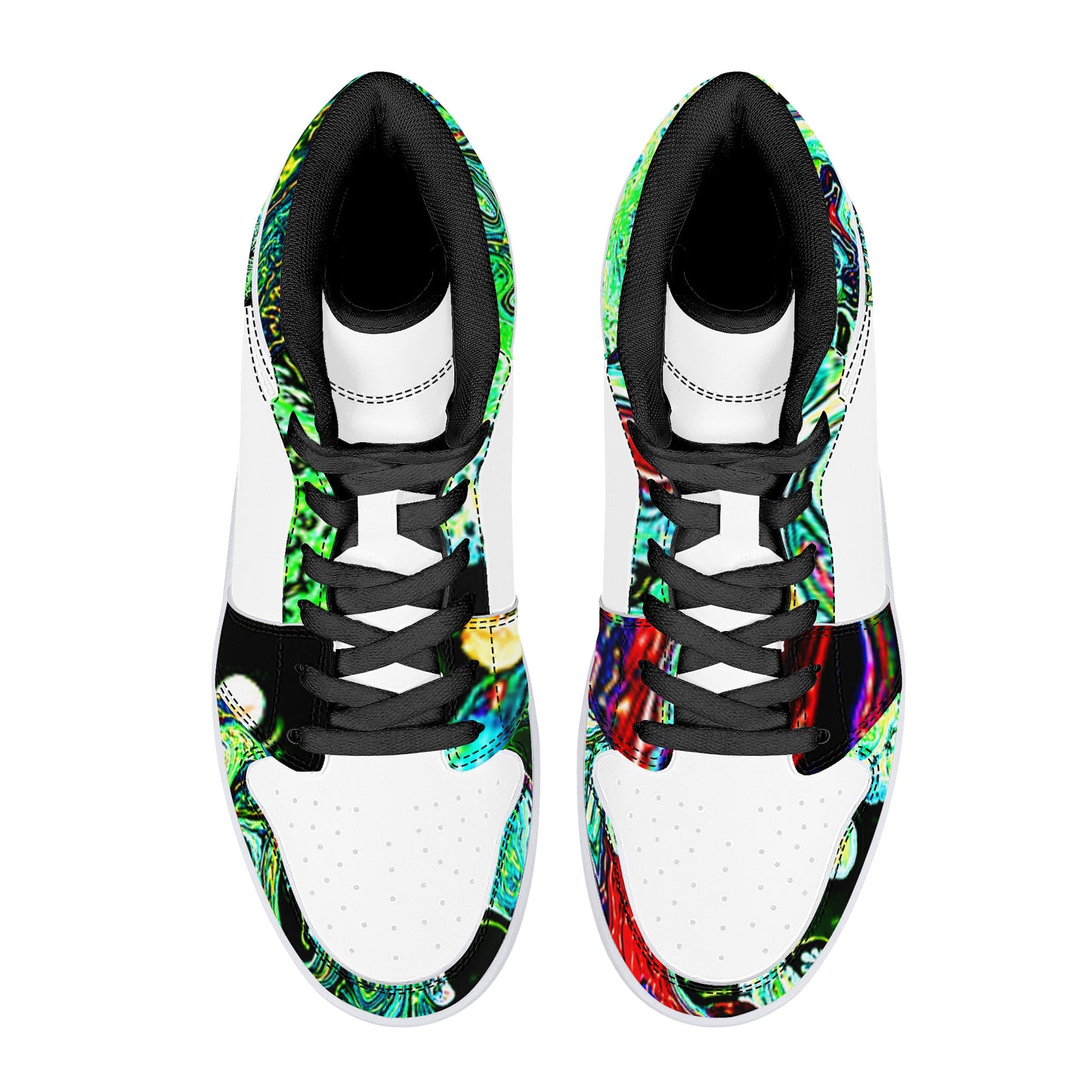 CDEJ Green Marble High-Top Synthetic Leather Sneakers