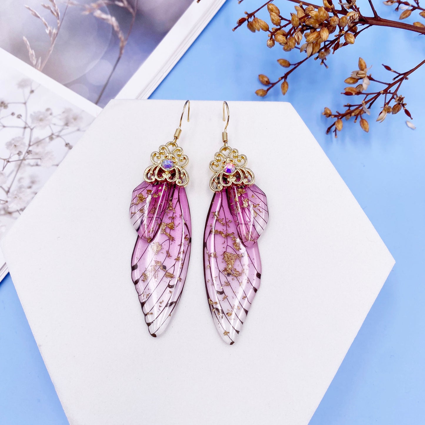 MINAR Handmade Wing Drop Earrings