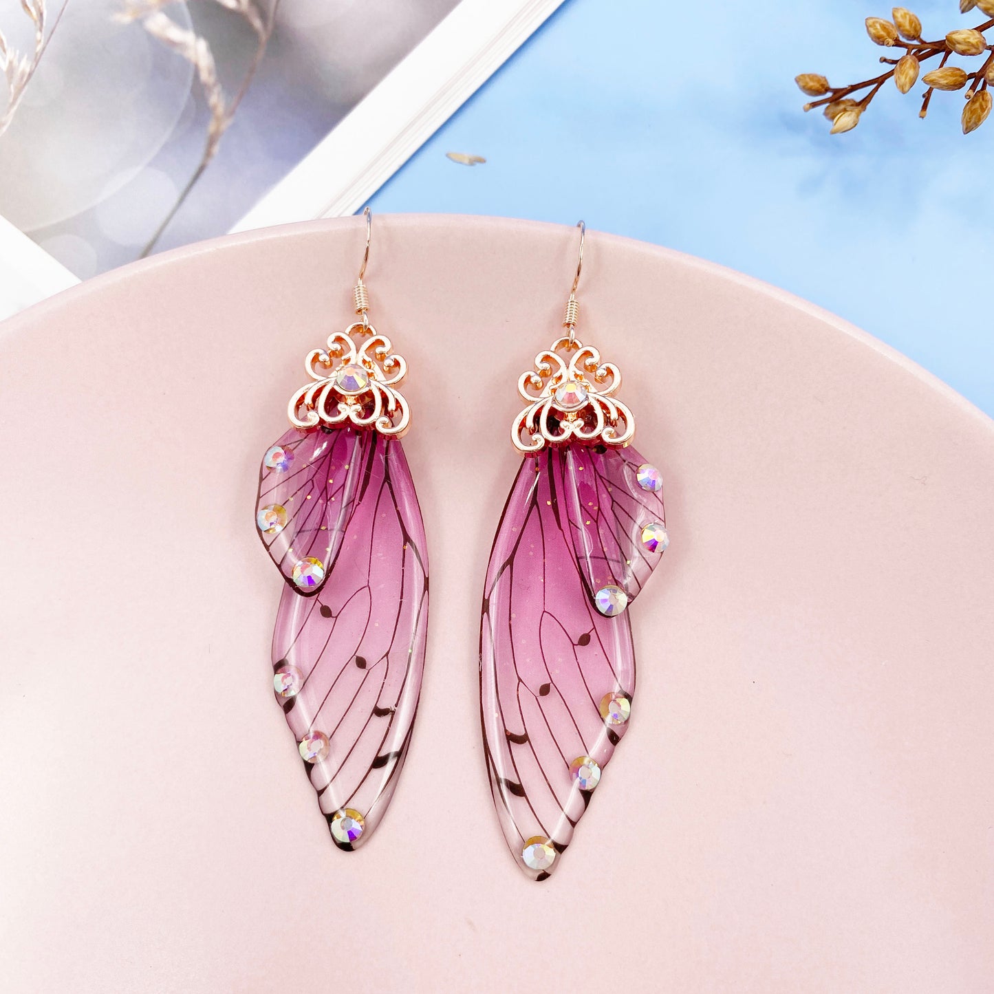 MINAR Handmade Wing Drop Earrings