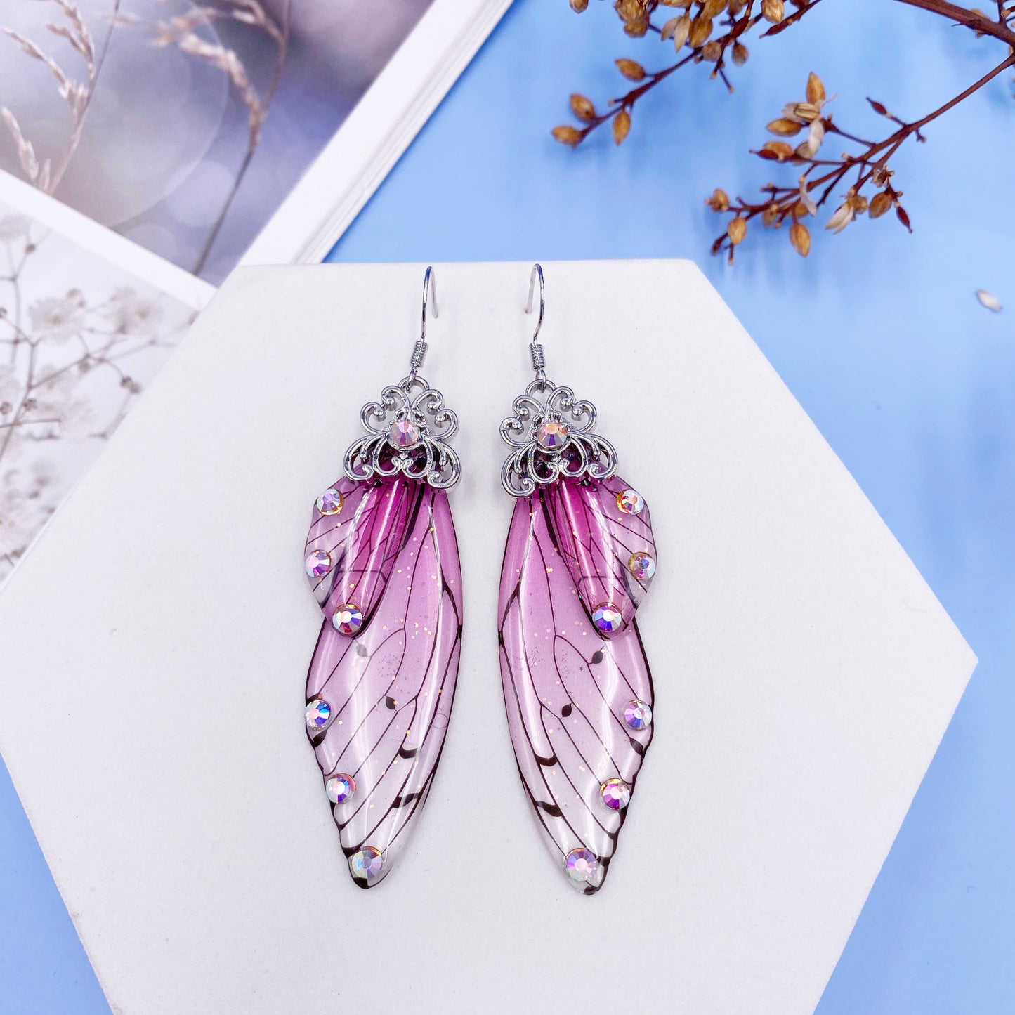 MINAR Handmade Wing Drop Earrings