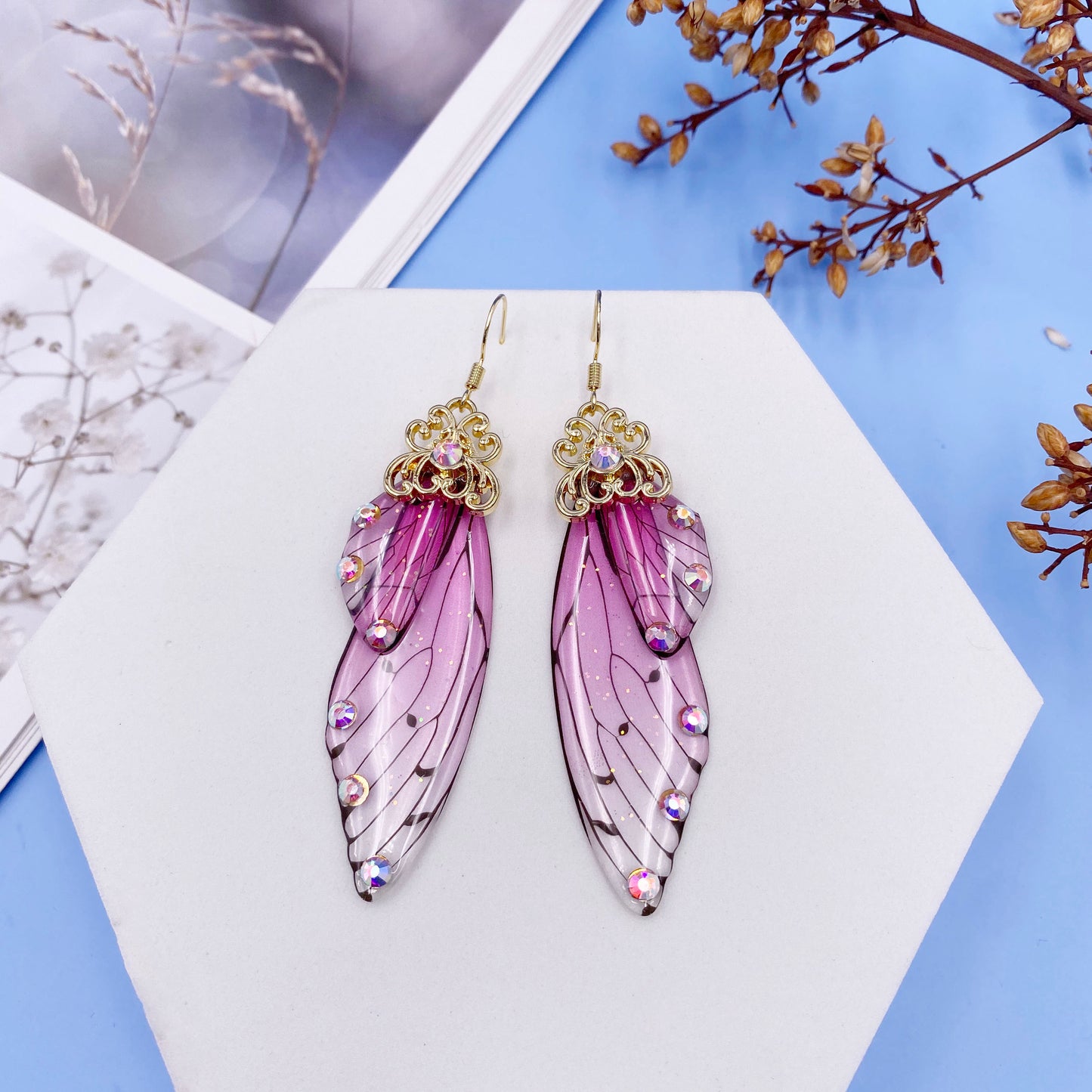 MINAR Handmade Wing Drop Earrings