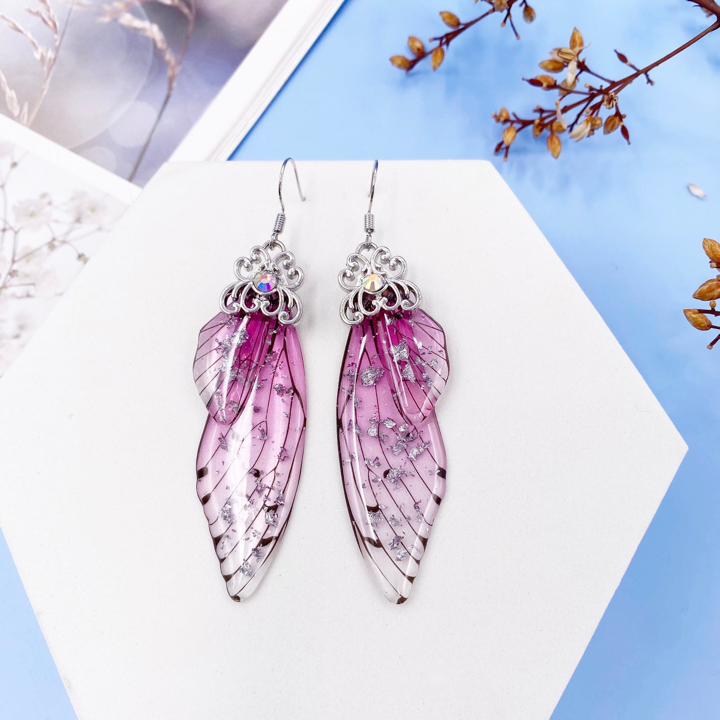 MINAR Handmade Wing Drop Earrings