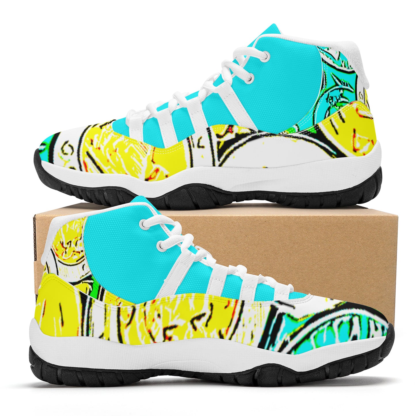 SF_S38 High Top Air Retro Sneakers - Turquoise Coin