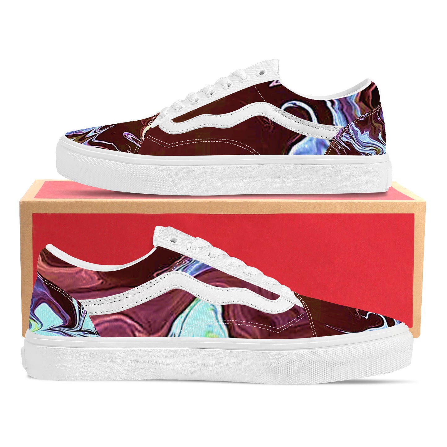 Turquoise Marble Low Top Flat Sneaker