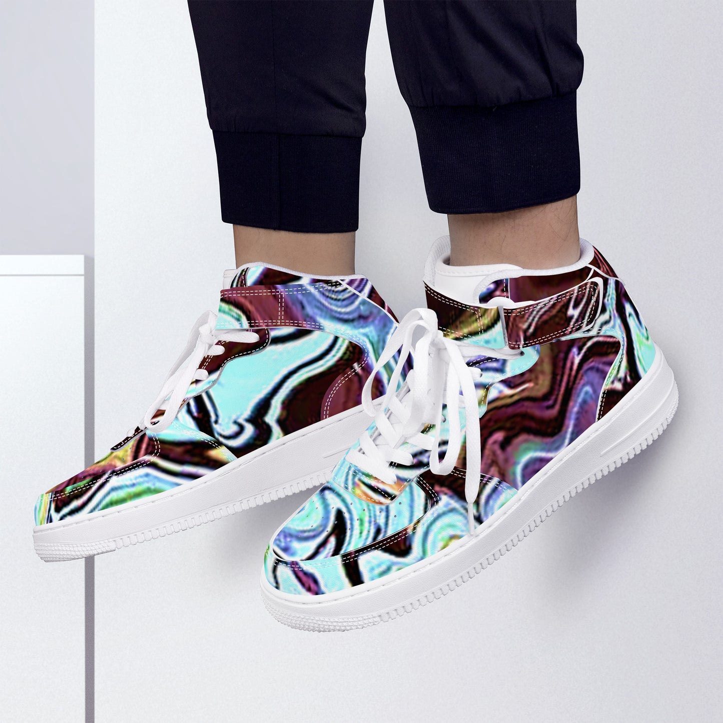 CDEJ Turquoise Marble High Top Unisex Sneaker