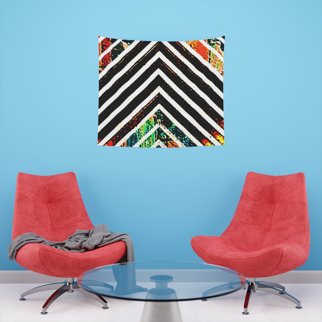 Multi-Colored Stripped Printed Wall Tapestry