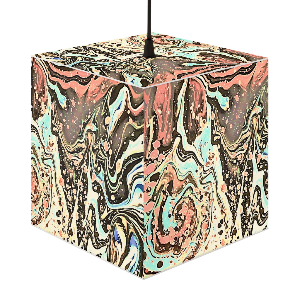 CDEJ Light Brown Marble Light Cube Lamp