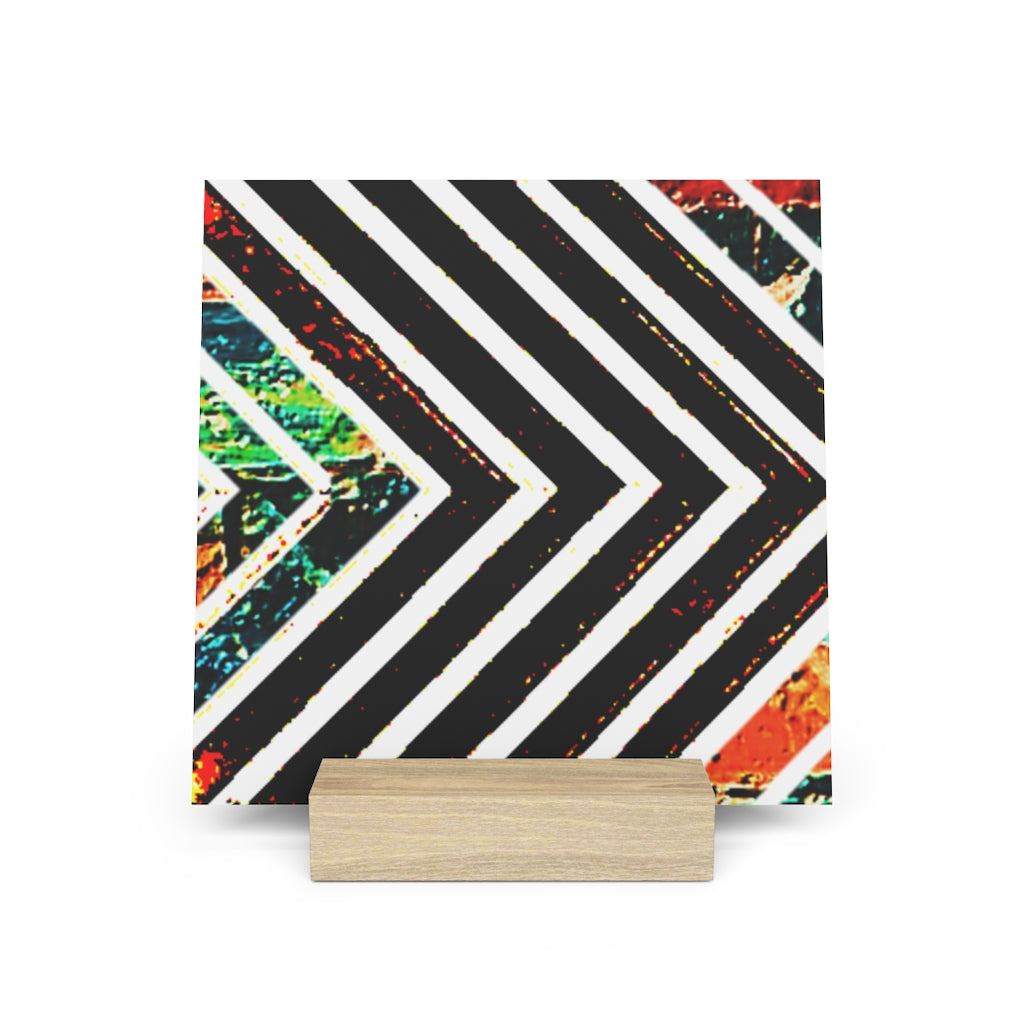 Multi-Colored Stripped Gallery Board with Stand