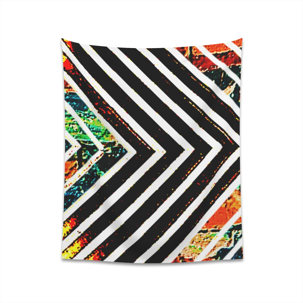 Multi-Colored Stripped Printed Wall Tapestry