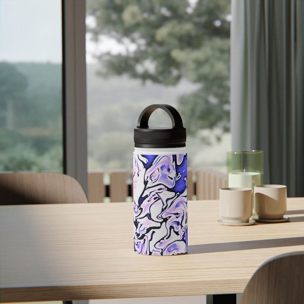 CDEJ Purple Marble Stainless Steel Water Bottle, Handle Lid