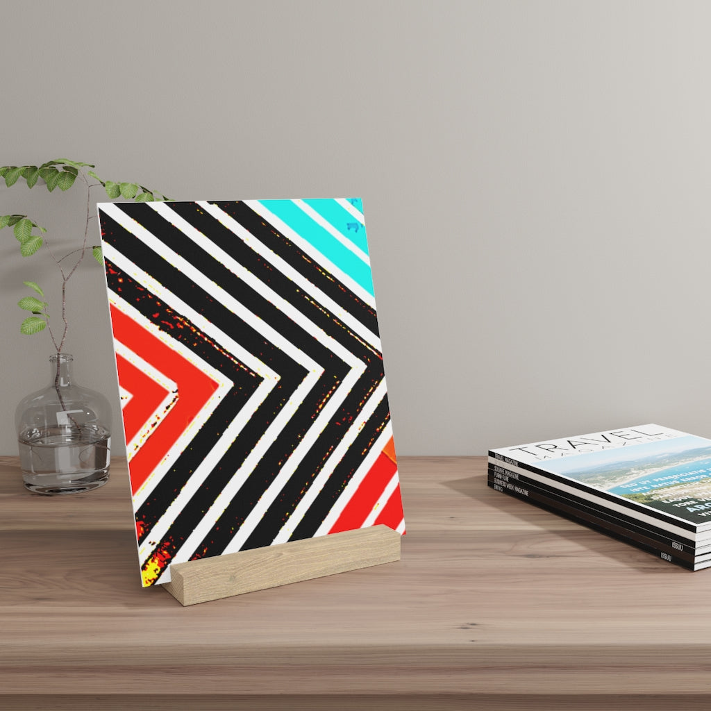 Abstract Stripped Gallery Board with Stand