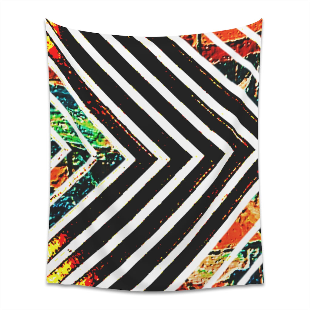 Multi-Colored Stripped Printed Wall Tapestry