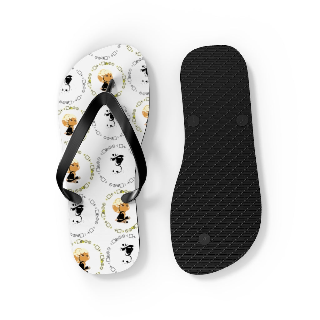 Logo Pattern Flip Flops