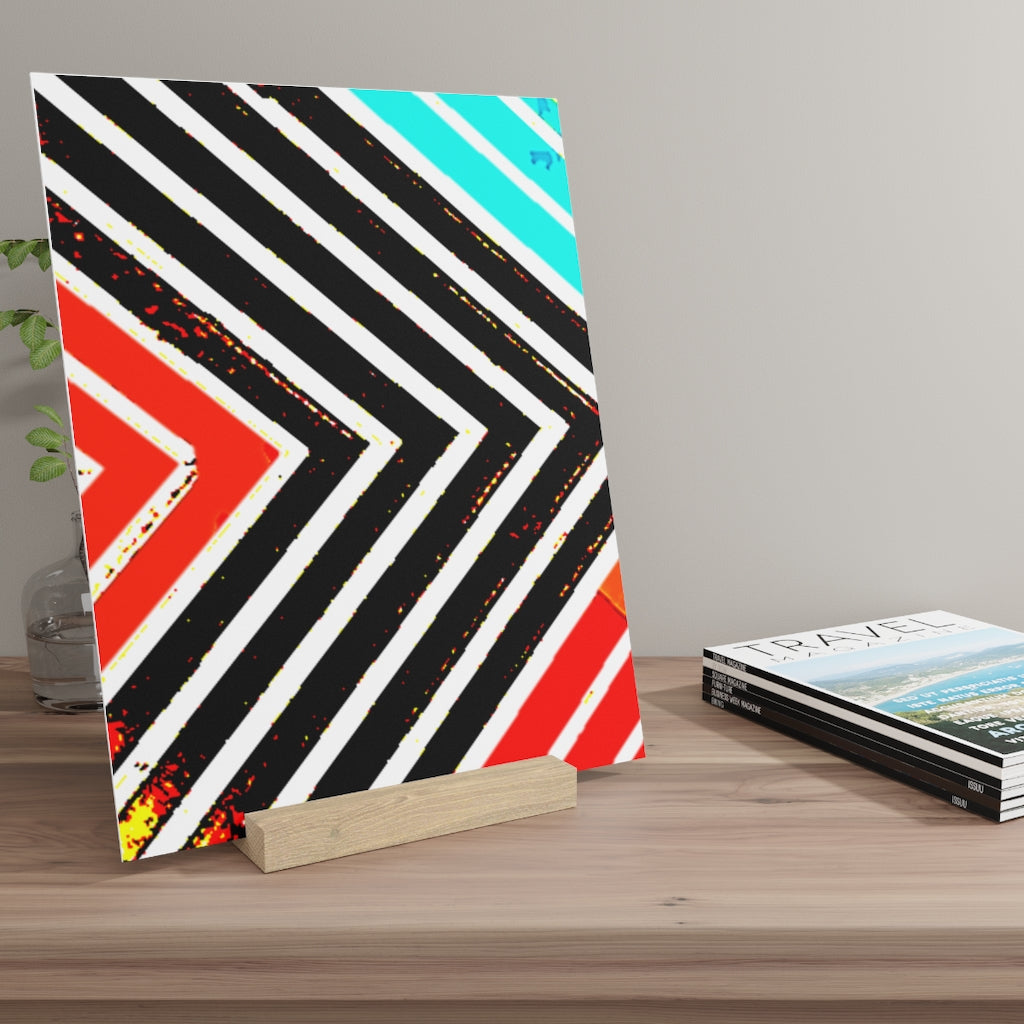 Abstract Stripped Gallery Board with Stand