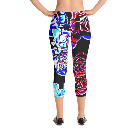 Dark Floral Capri Leggings