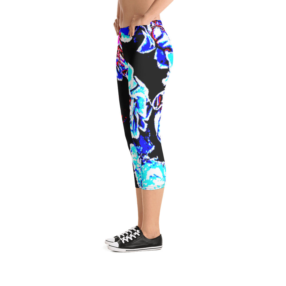 Dark Floral Capri Leggings