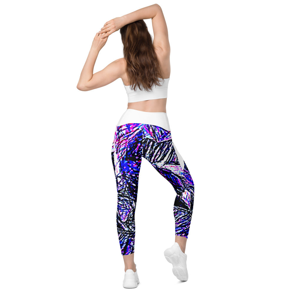 Purple Stencil Crossover leggings with pockets