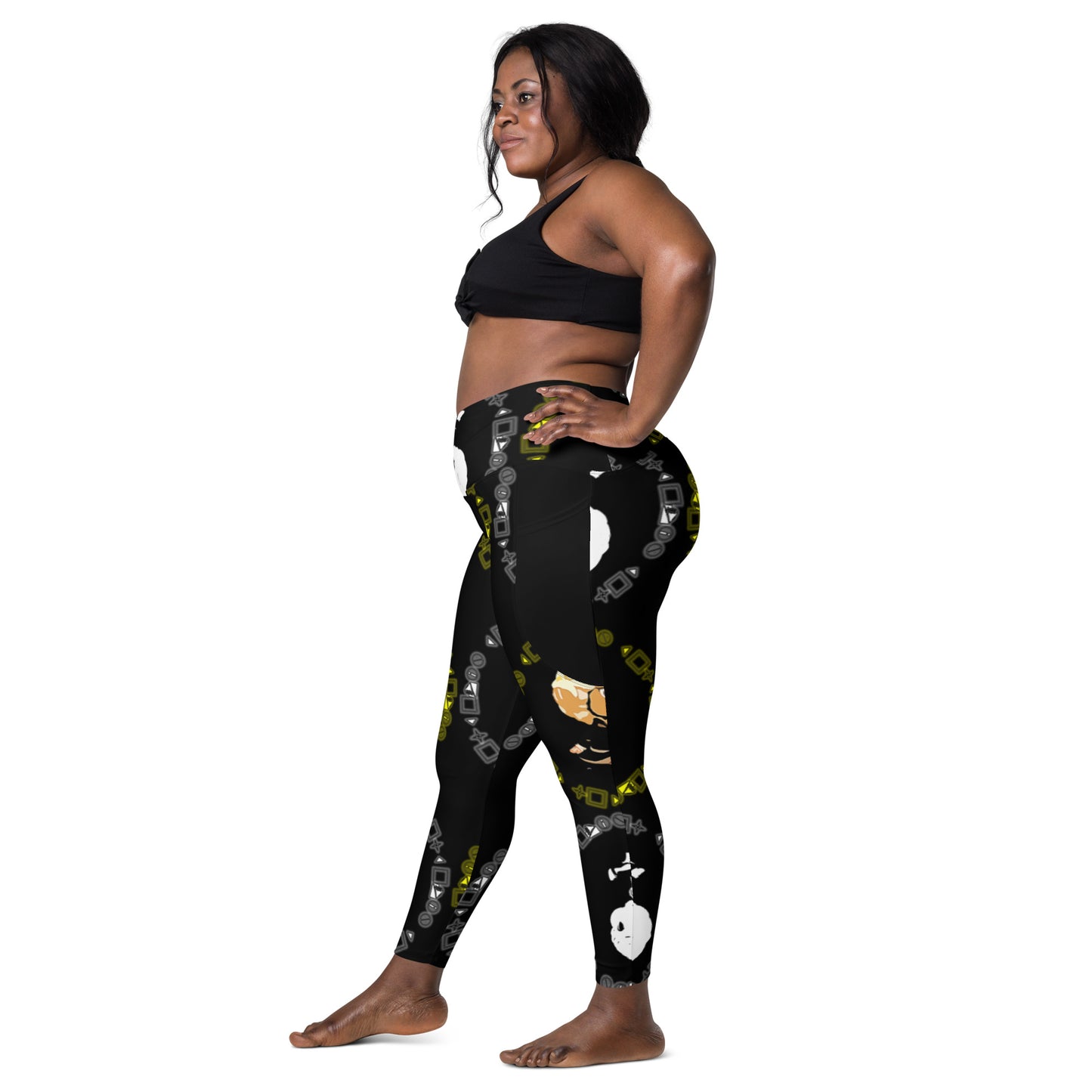 Branded Pattern Crossover leggings with pockets