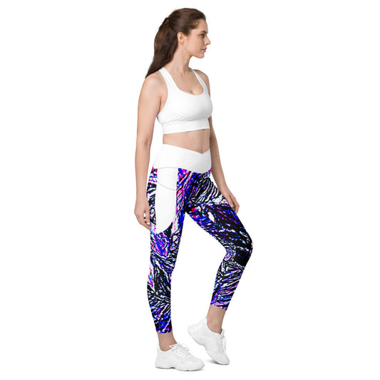 Purple Stencil Crossover leggings with pockets