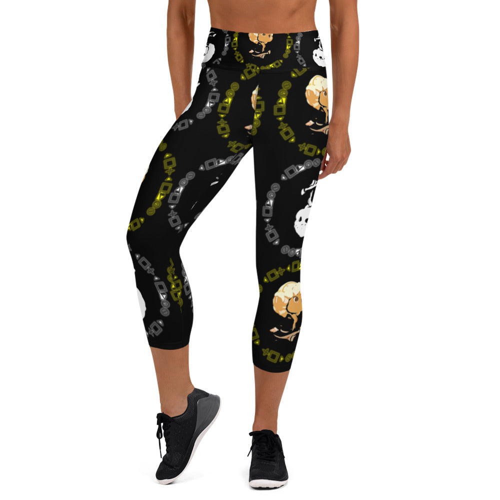 Branded Pattern Yoga Capri Leggings