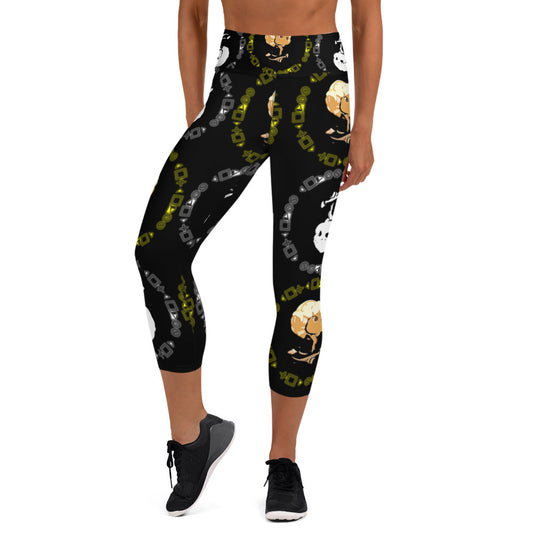 Branded Pattern Yoga Capri Leggings