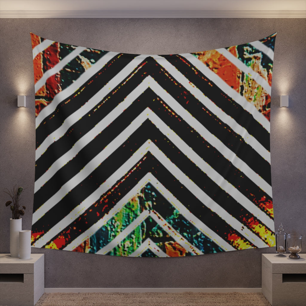 Multi-Colored Stripped Printed Wall Tapestry