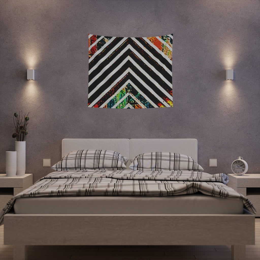 Multi-Colored Stripped Printed Wall Tapestry