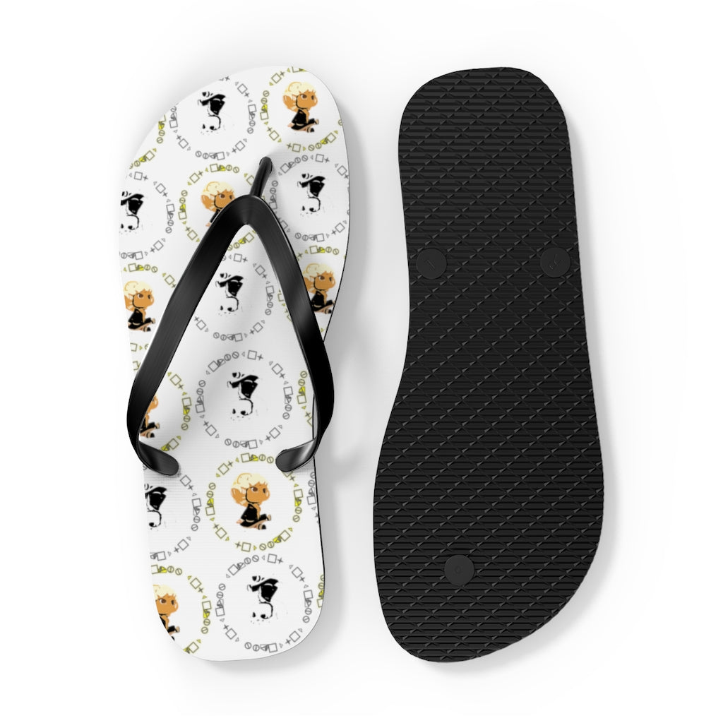 Logo Pattern Flip Flops