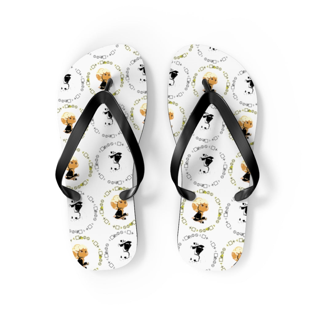 Logo Pattern Flip Flops