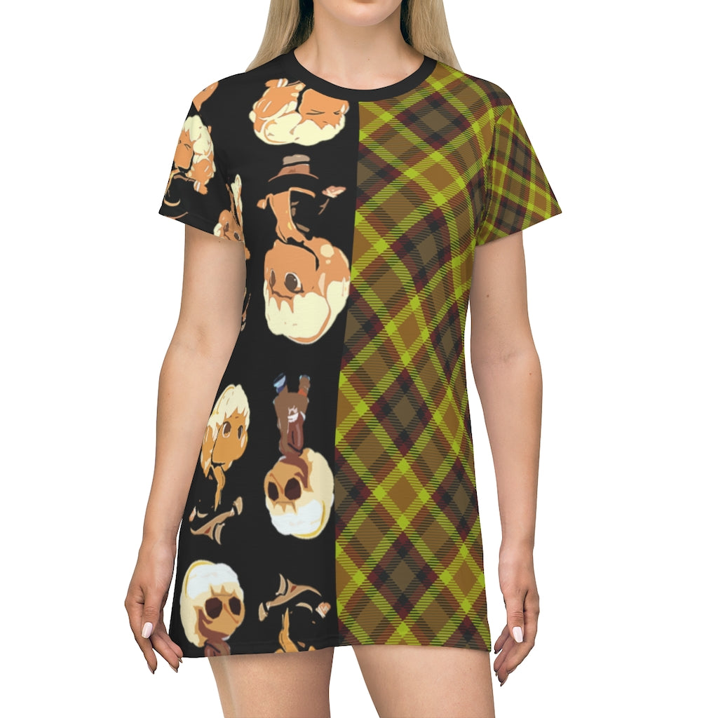 Branded Plad All Over Print T-Shirt Dress