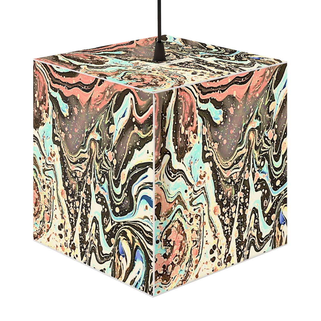 CDEJ Light Brown Marble Light Cube Lamp