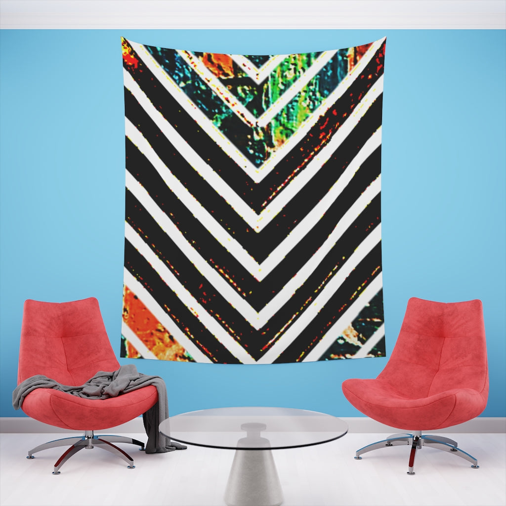 Multi-Colored Stripped Printed Wall Tapestry