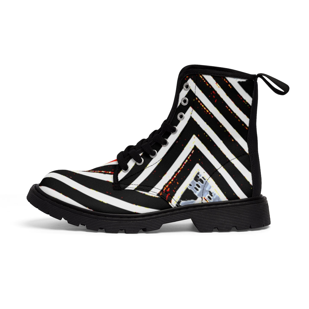 Multi-Stripped Branded Women's Canvas Boots