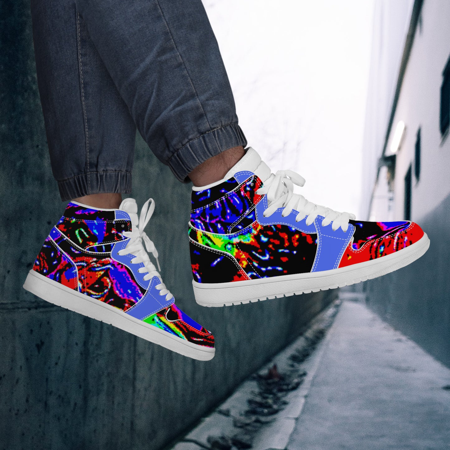 D17 High Top Synthetic Leather Sneaker Deep Floral