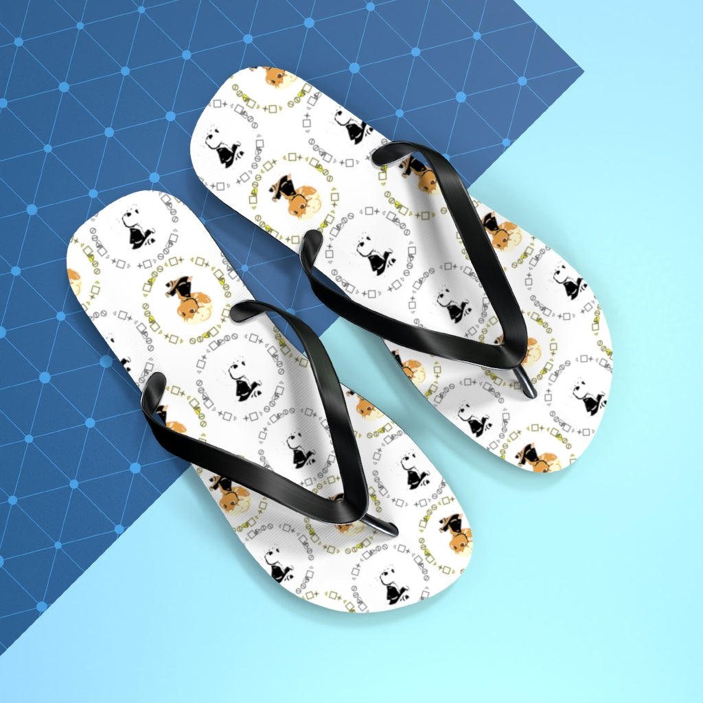 Logo Pattern Flip Flops