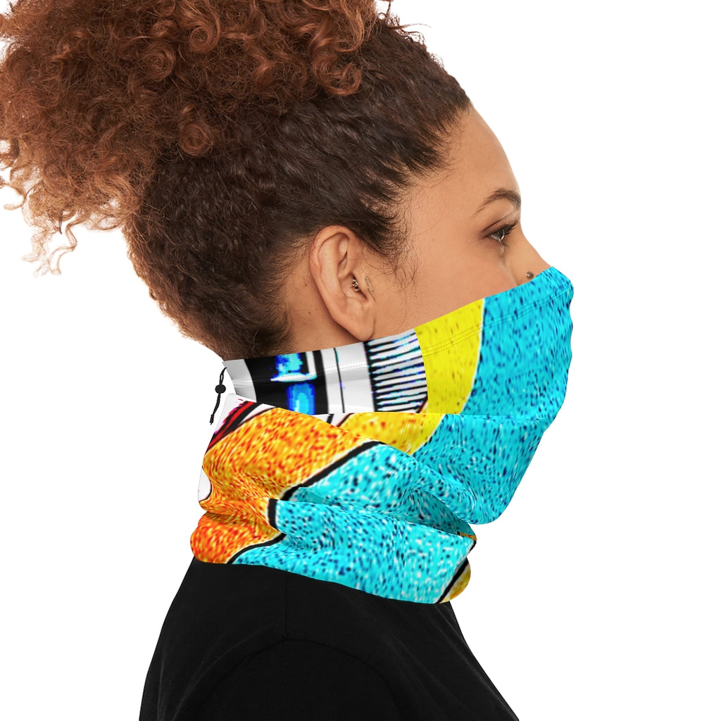 Abstract Winter Neck Gaiter With Drawstring