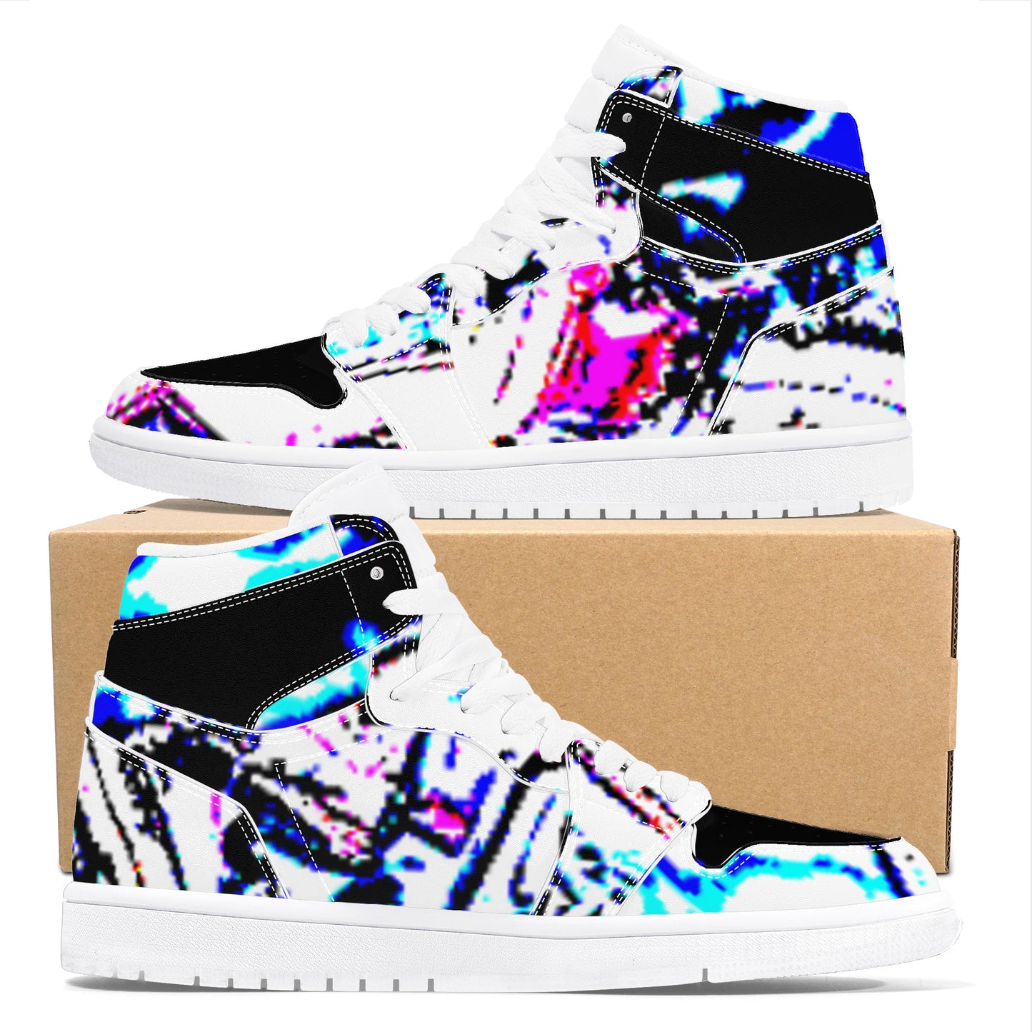 D17 High Top Synthetic Leather Sneaker Faux Baroque