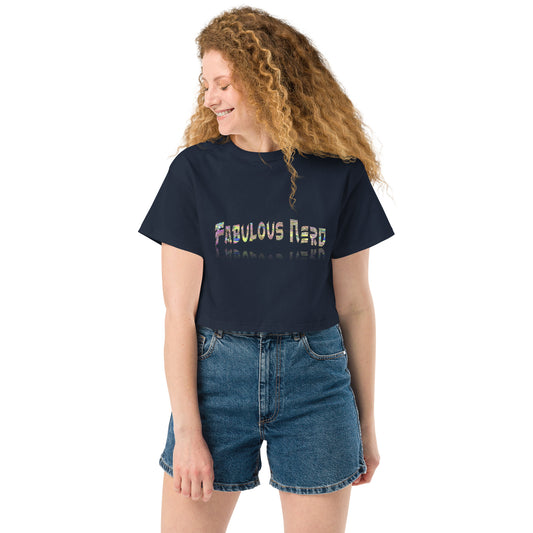 Graphic "Fabulous Nerd" Champion crop top