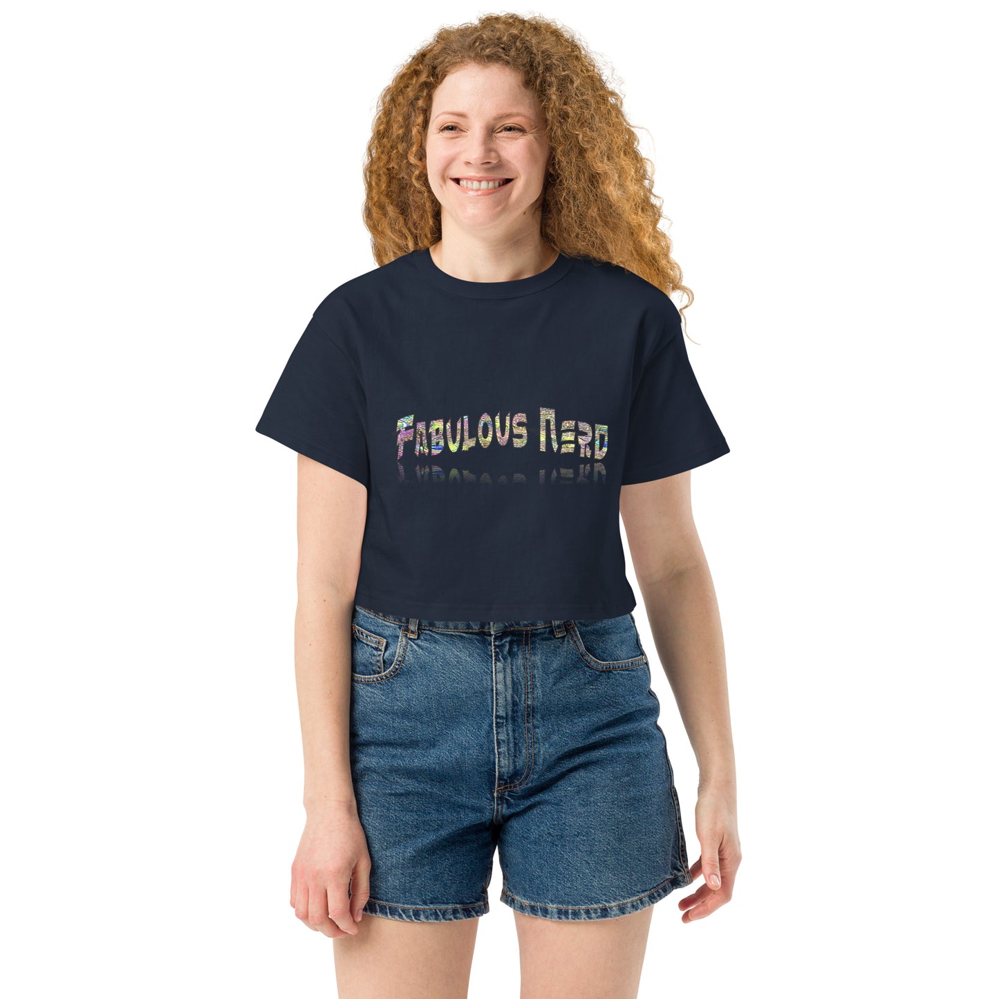 Graphic "Fabulous Nerd" Champion crop top